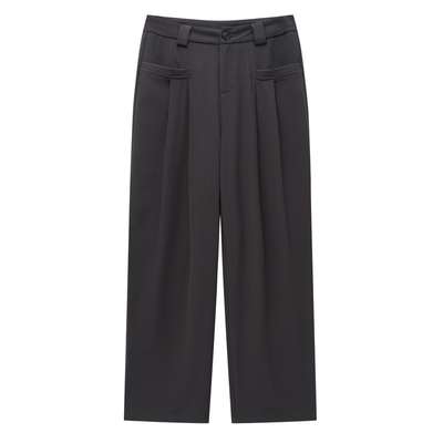 梨型大码胖mm高腰阔腿西装裤子女