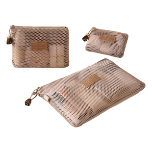 圣图尼化妆包双拉链收纳包收纳袋旅行方便携带轻便小网纱包女便携