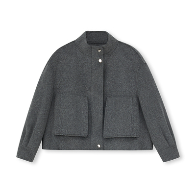 100%羊毛复古工装风短款立领夹克