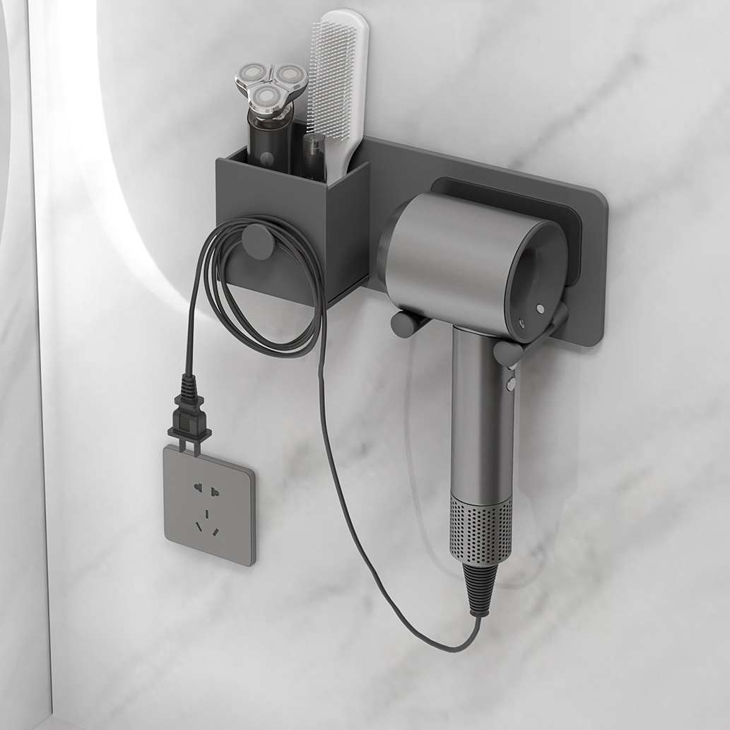 家用太空铝吹风机置物架免打孔壁挂右侧电吹风挂架梳子吹风机支架