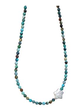 【流星】许个愿吧~绿松石淡水珍珠五角星项链素链