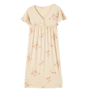 顶瓜瓜正品女士彩棉纯棉睡衣顶呱呱V领薄款舒适短袖家居服睡裙