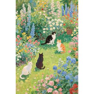 猫的天空之城拼图1000片成人版花间喵议会油画猫咪治愈系解压玩具