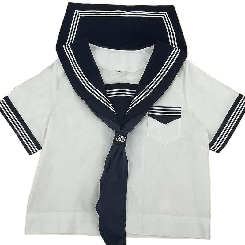 大婶家改良白三本满襟短袖日系正统原创正版jk制服水手服夏基础款