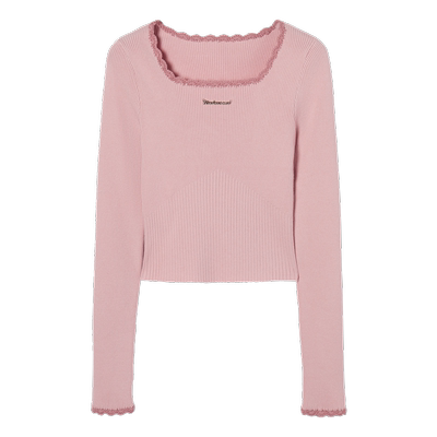 EPTISON修身辣妹花边打底衫