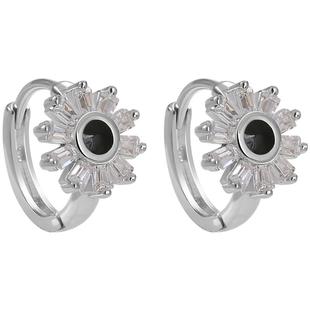 恶魔之眼纯银耳环女爪镶锆石耳扣小众设计感耳饰水晶耳圈圆形耳钉