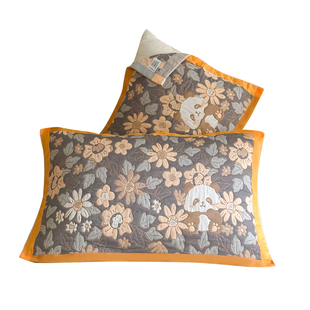 加厚三层纱布枕巾一对家用成人柔软防头油隔脏防滑不脱落枕头垫巾