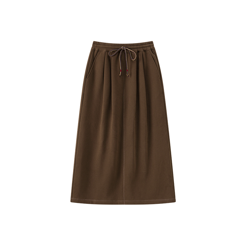 小闪酒神的信使 棉加绒松紧腰微A显瘦藏肉显高法式文艺长半身裙子