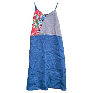 棉麻吊带裙女夏中式风复古盘扣文艺民族风印花拼色禅意茶服连衣裙