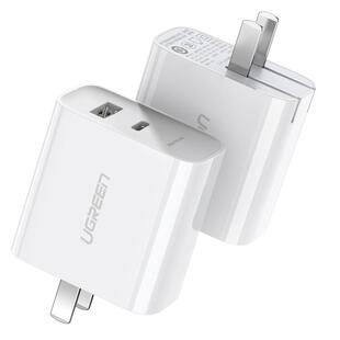 绿联30W充电器头双口适用苹果16iPhone15pro13max17ipad华为安卓手机平板数据线usb多口typec插头pd20W快充头