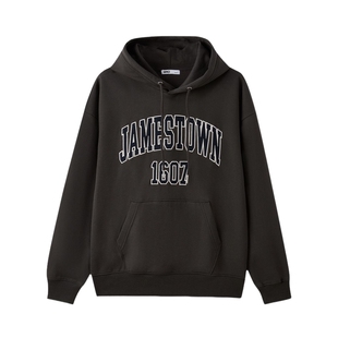 SPAO韩国同款2025年冬季新品男女同款复古加绒连帽中性风卫衣