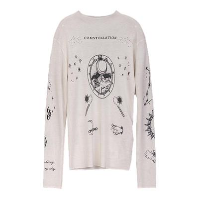 半高领羊绒衫女圆领印花打底衫