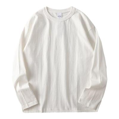 三本针400G重磅长袖t恤男纯棉白色打底衫男士美式宽松卫衣秋冬季