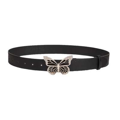Darkblue女蝴蝶扣金属休闲腰带