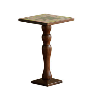 复古艺术风实木边几黑胡桃木方形角几可移动床头桌沙发迷你小茶几