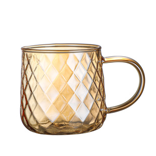 锤纹加厚玻璃杯高硼硅耐高温泡茶杯彩把水杯咖啡杯牛奶杯水杯套组