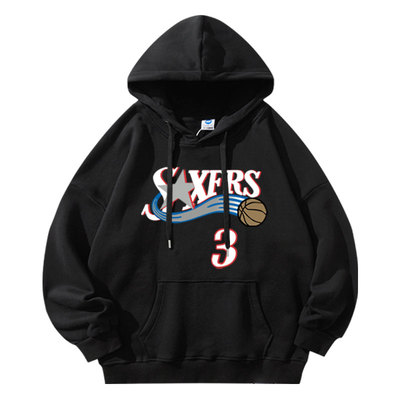美式76人艾弗森3号篮球卫衣帽衫