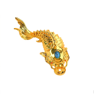 创意招财龙鲤鱼办公室桌面家居年年有余手把件活动龙鱼装饰小摆件