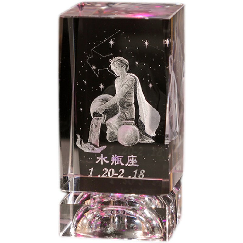 白羊座十二星座3D摆件金牛座生日礼物发光水晶女生女孩高级感礼品