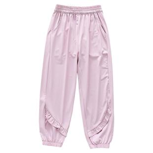 洋气童装2026夏款儿童女童原纱防晒裤 宝宝中大童弹力速干防蚊裤