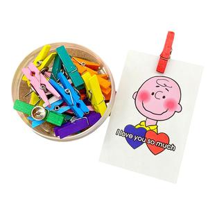 20个彩色木质小夹子图钉创意便签夹照片墙装饰软木板毛毡板按钉