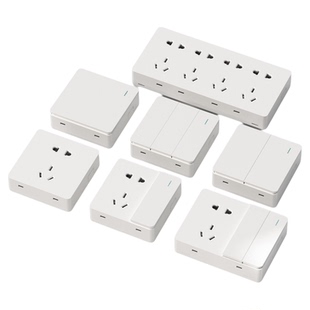 86型一开五孔面板明装开关插座墙壁明线超薄多孔家用单控双控插板