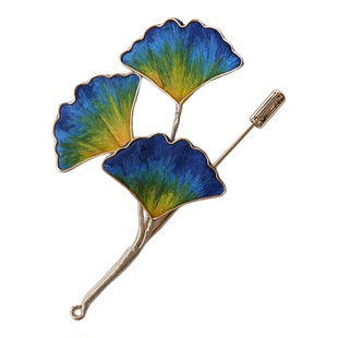 江南拾花 非遗手工掐丝银杏叶绒花胸针简约毛衣西服外套胸花配饰