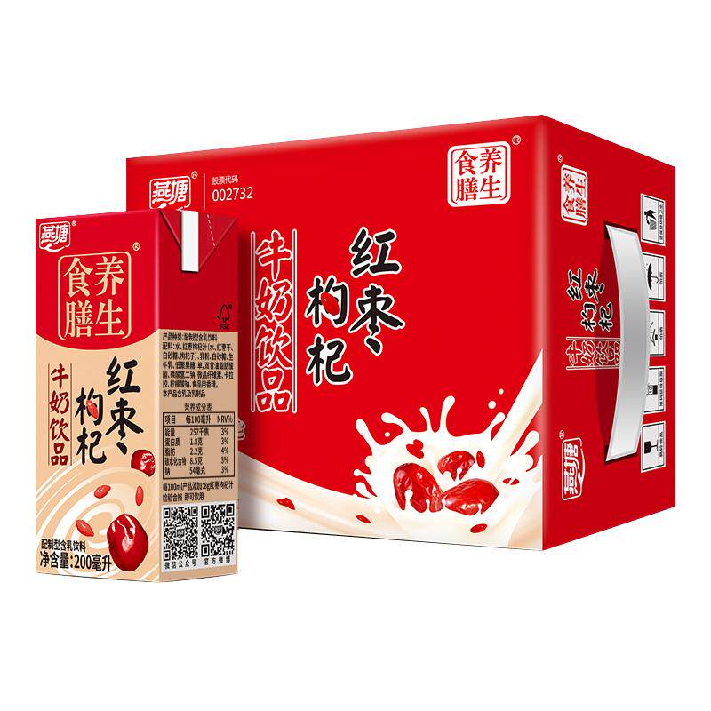 燕塘红枣枸杞风味牛奶早餐200ml*16盒/箱复合营养食膳低饮品
