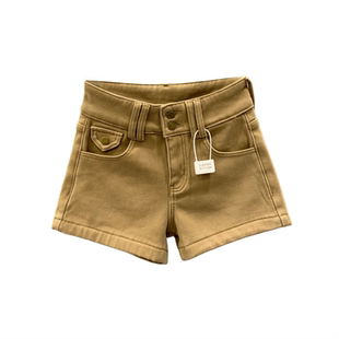 卡其色加绒加厚辣妹牛仔短裤女2025冬季新款高腰显瘦a字阔腿靴裤
