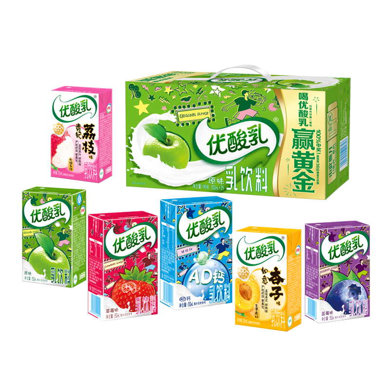 伊利优酸乳250ml*24盒原味整箱草莓味酸酸乳学生含乳饮料/3月产
