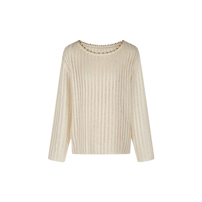 none时髦百搭休闲坑条毛衣