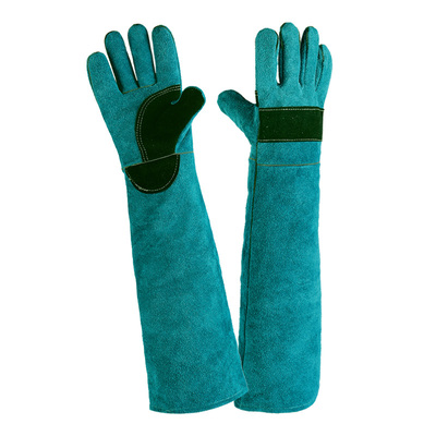 防狗咬牛皮动物加厚长款手套