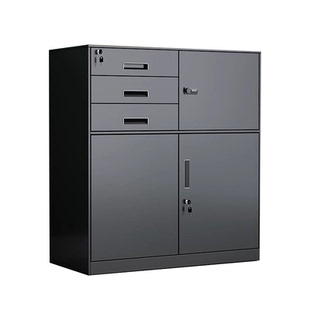 铁皮文件柜偏三保矮柜办公室资料柜阳台抽屉储物柜工具带锁小柜子