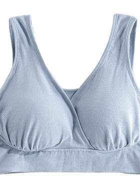 孕妇哺乳内衣交叉背心式产后月子睡觉喂奶专用胸罩春夏季文胸大码