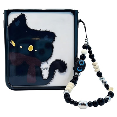 ins风小清新可爱黑猫适用华为novaflip手机壳高级感pocket2网红爆款折叠手机壳pockets硅胶防摔外壳保护套女