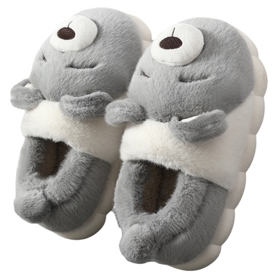 2025新款男士毛绒厚底包跟棉拖鞋