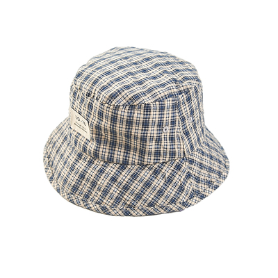 格子出游帽日系遮阳水桶渔夫帽