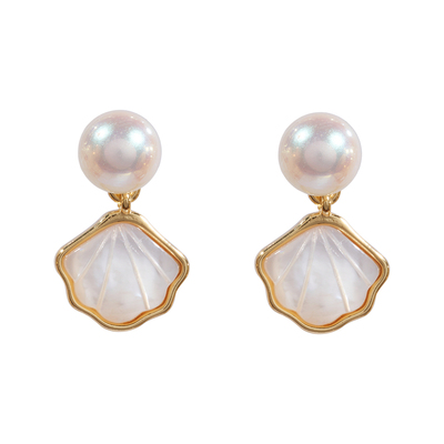 赛赛莉安天然贝壳简约气质通勤耳钉个性设计百搭耳环insS925银针