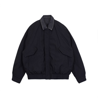 Hualun拼接牛仔假两件羽绒夹克