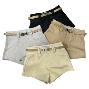 休闲短裤女2026年夏季新款韩版ins港味复古简约外穿高腰a字阔腿裤