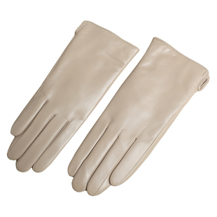 西班牙山羊皮真皮手套女士修手开车秋冬季保暖加羊毛绒里触屏骑行