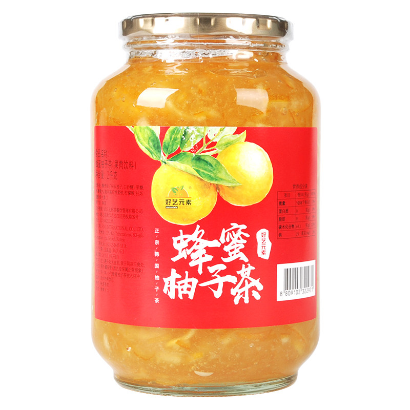 4斤装】好艺元素韩国进口蜂蜜柚子茶2kg大瓶风味冲饮料水果酱饮品