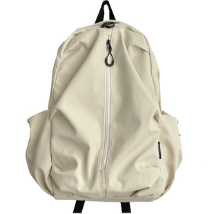 原创设计韩系简约纯色拉链电脑双肩背包大学高中书包校园通勤书包
