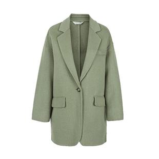 sdeer圣迪奥冬季通勤西装领权力外套一粒扣毛呢大衣女S21461705