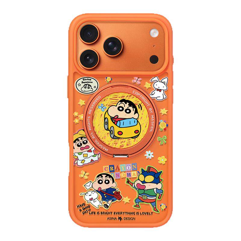 MASFEIL × 阳光小新适用苹果17promax手机壳iPhone17pro新款带支架ip17全包女Fo5磁吸支点可爱高级感保护套
