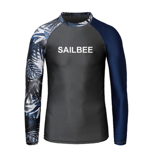韩国潜水服男士速干防晒水母服冲浪服显瘦温泉分体游泳衣长袖上衣