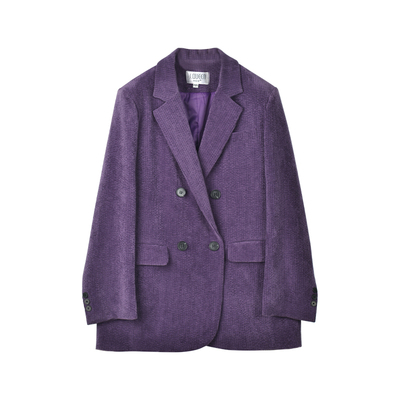 紫色灯芯绒西装外套春秋季新款女