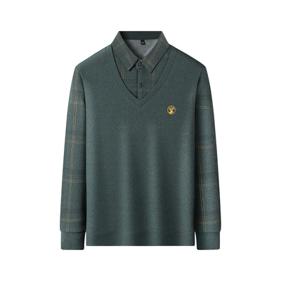 冬季加绒羊毛衫加厚假两件针织衫