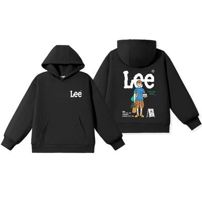 LeeKids童装儿童加绒连帽卫衣男孩秋冬帅气套头衫男童一体绒上衣