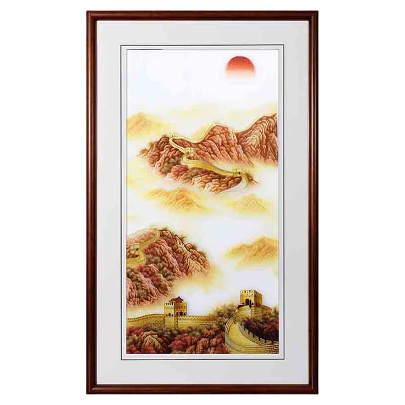 顾氏手工刺绣山水风景金长城画